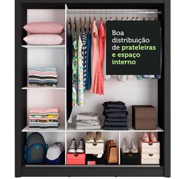 Guarda-Roupa Casal Madesa Mônaco 3 Portas de Correr com Espelho Preto/Rustic Cor:Preto/Rustic - 6