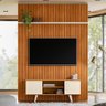 Rack Bancada com Painel New Panorama Cinamomo/off White para Tv até 75” - Madetec - 2
