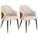 Ver imagem 1 de Kit 2 Cadeiras de Jantar Estofada Milano Design Italiano com Encosto Ergonômico - Bege-caramelo