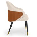 Ver imagem 4 de Kit 2 Cadeiras de Jantar Estofada Milano Design Italiano com Encosto Ergonômico - Bege-caramelo