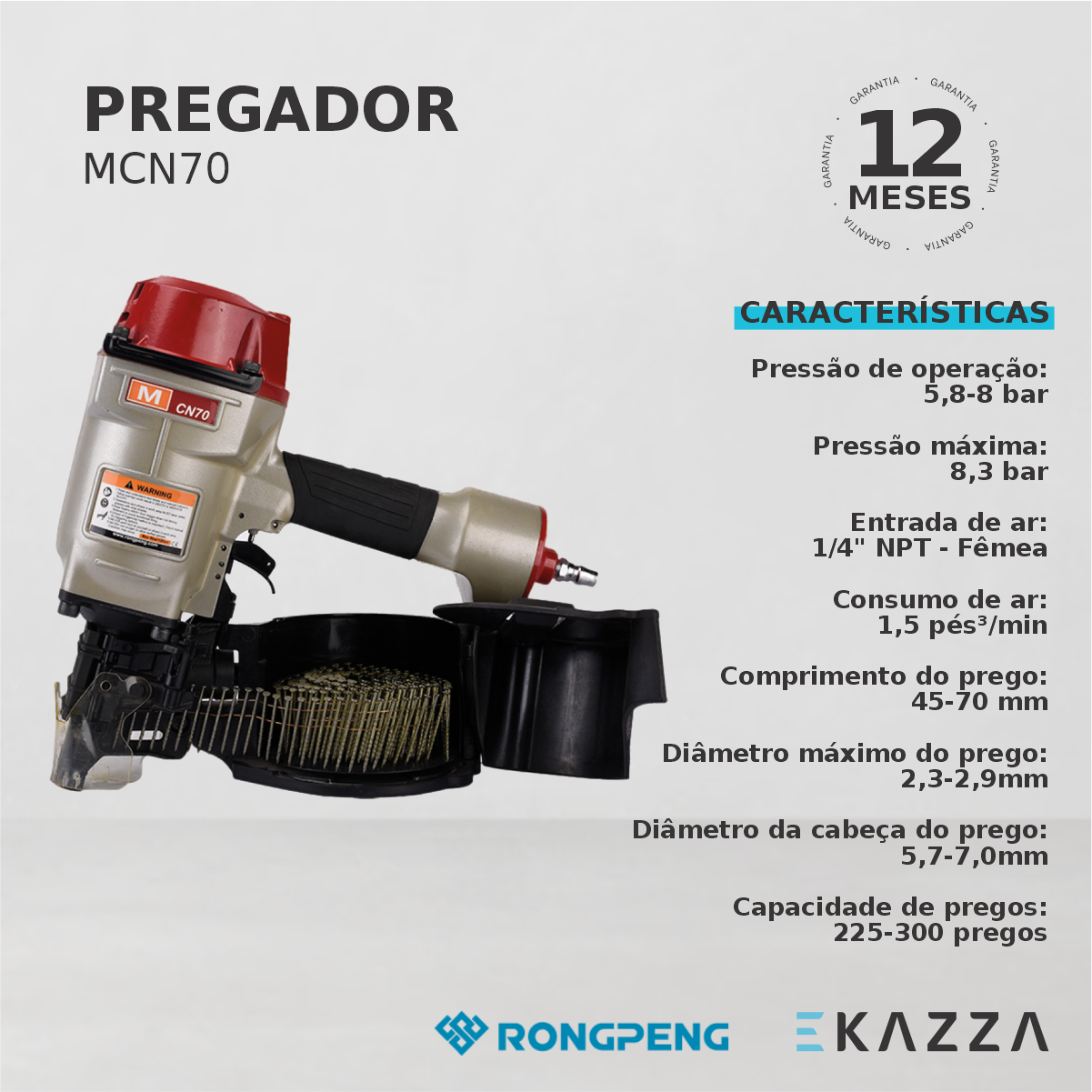 Pregador Pneumático MCN70 - RONGPENG - 4