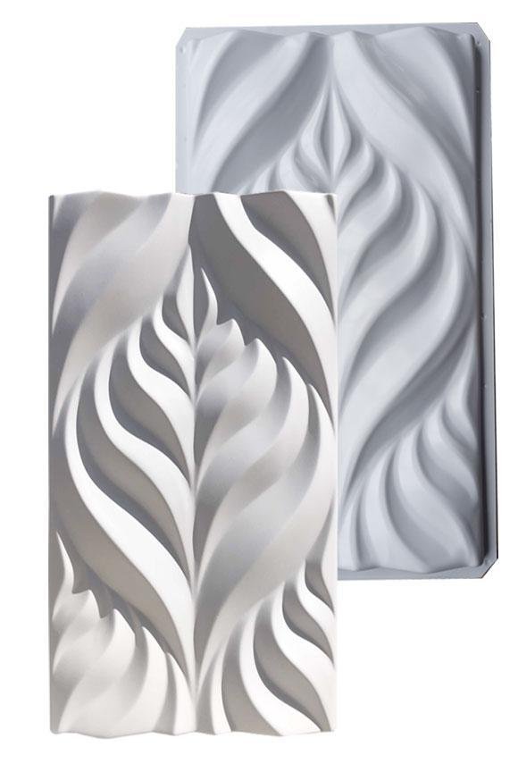 Forma Gesso/cimento 3d Mosaico Folha 42x29 - Abs Branco - 1