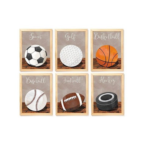 Kit Quadro Esporte Infantil Decorativo Quarto Criança Enxoval Bebê Bola Futebol Baseball Basquete