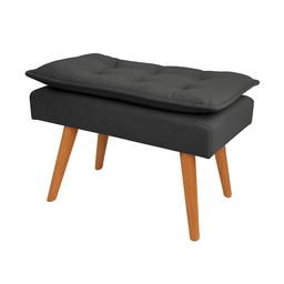 Banqueta Puff Decorativo Opala Cinza Chumbo Pé Palito - 1