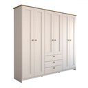 Ver imagem 3 de Guarda-roupa Casal Americano 6 Portas 3 Gavetas Branco/ipê - Panorama Móveis