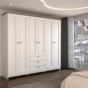 Ver imagem 1 de Guarda-roupa Casal Americano 6 Portas 3 Gavetas Branco/ipê - Panorama Móveis