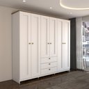 Ver imagem 6 de Guarda-roupa Casal Americano 6 Portas 3 Gavetas Branco/ipê - Panorama Móveis