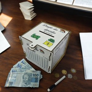 Cofre Guardar Junte Dinheiro Woodbox Desafio 30 Mil Branco