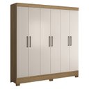 Ver imagem 1 de Guarda Roupa Casal 201cm 6 Portas Pratik D02 Amêndola/off - Mpozenato