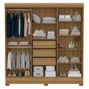 Ver imagem 5 de Guarda Roupa Casal 201cm 6 Portas Pratik D02 Amêndola/off - Mpozenato