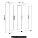 Ver imagem 4 de Guarda Roupa Casal 201cm 6 Portas Pratik D02 Amêndola/off - Mpozenato