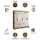 Ver imagem 3 de Guarda Roupa Casal 201cm 6 Portas Pratik D02 Amêndola/off - Mpozenato