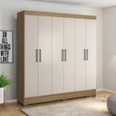 Ver imagem 2 de Guarda Roupa Casal 201cm 6 Portas Pratik D02 Amêndola/off - Mpozenato