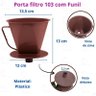 Kit 2 Coador de Café Filtro de Pano sem Cabo 103 e Porta Filtro com Funil - 4