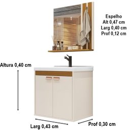 Conjunto para Banheiro Patricia Completo Cuba e Espelho Cor Off White / Nature - Comprar Móveis em C - 5