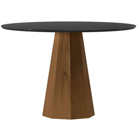 Mesa de Jantar Isis 117x117 cm com Vidro Cinamomo Preto - New Ceval
