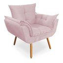 Ver imagem 1 de Poltrona Opala Suede Rosa Bebê Pés Palito
