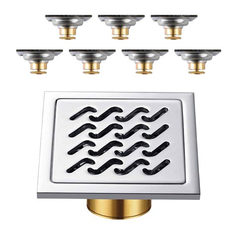 Ralo de Inox 10x10 Kit 7 Uni Banheiro Lavabo Anti Odor Anti Inseto Higienico Seguro Resistente Cozin