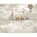 Ver imagem 2 de Papel De Parede Infantil Safari Trenzinho Balões Verde bege 220x155 + regua de crescimento ate 170