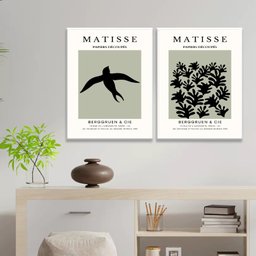 Kit 2 Quadros Matisse Andorinha e Coral 45x34cm:moldura Branca - 2