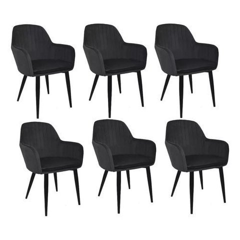 Kit 6 Cadeira Poltrona Vintage Eames em Tecido Veludo Preto