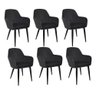 Kit 6 Cadeira Poltrona Vintage Eames em Tecido Veludo Preto:veludo Preto/preto/listras - 1