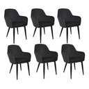 Ver imagem 1 de Kit 6 Cadeira Poltrona Vintage Eames em Tecido Veludo Preto:veludo Preto/preto/listras