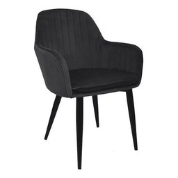 Kit 6 Cadeira Poltrona Vintage Eames em Tecido Veludo Preto:veludo Preto/preto/listras - 6