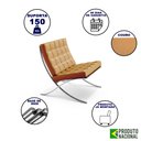 Ver imagem 2 de Poltrona Barcelona Inox Couro Natural Caramelo