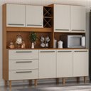 Ver imagem 2 de Kit Cozinha 7 Portas 3 Gavetas 208 cm Atria Cinamomo Areia Zanz