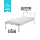 Ver imagem 3 de Cama Solteiro Ferro Bruna 100% Aço Industrial Reforçada com Colchão Resistente para Quartos - Branco
