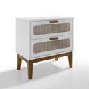 Ver imagem 3 de Kit Mesa de Cabeceira Santorini Pes de Madeira 60cm Cor:branco