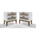 Ver imagem 2 de Kit Mesa de Cabeceira Santorini Pes de Madeira 60cm Cor:branco