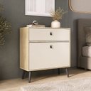 Ver imagem 1 de Sapateira Cômoda com Gaveta para Quarto Bege/Amêndoa/Off White