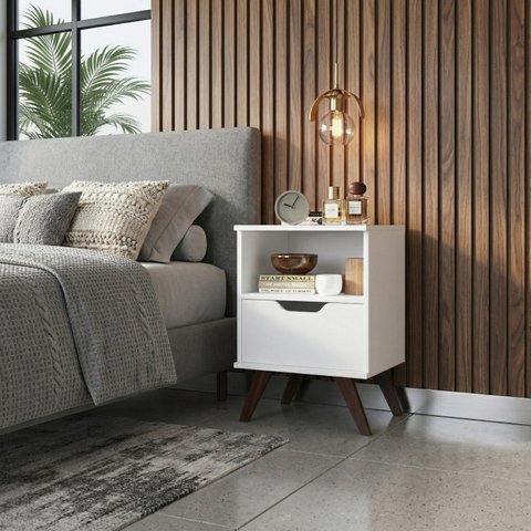 Mesa de Cabeceira - 1 Gav Retro 400x580x380 mm Branco