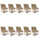 Ver imagem 1 de Kit 10 Cadeiras Estofadas para Sala de Jantar Pés Palito Lia Suede Marrom RT - Ibiza