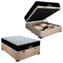 Ver imagem 1 de Cama Box Baú Casal Suede + Colchão Molas Ensacadas Antares Ortobom 138x188x71 Bege