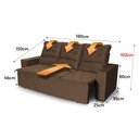 Ver imagem 3 de Sofá Retrátil e Reclinável 180cm Suede com Molas Espirais Europa King House