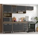 Ver imagem 1 de Armário de Cozinha Completo Barcelona  com Balcão 120m com Tampo 4 Peças - Carvalho/Grafite Poliman
