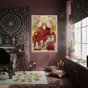 Ver imagem 1 de Quadro Decorativo o Imperador - Carta de Tarot - 70x50cm:moldura Branca