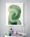 Ver imagem 1 de Quadro Decorativo Abstrato Ondas Verde - 70x50cm:moldura Preta