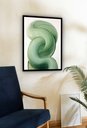 Ver imagem 2 de Quadro Decorativo Abstrato Ondas Verde - 70x50cm:moldura Preta