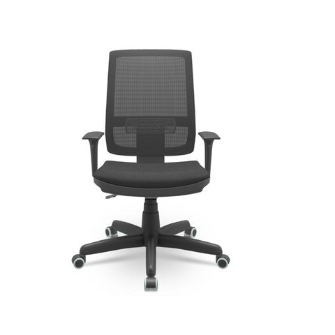 Cadeira Brizza Presidente Tela Preta Base Aço Back System Nr17 Braços Reguláveis Assento Poliéster