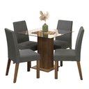 Ver imagem 2 de Conjunto Sala de Jantar Mesa Tampo de Vidro 4 Cadeiras Rustic/silver Ivy Madesa