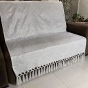 Ver imagem 1 de Manta para Sofá em Tecido Jacquard Luxo Adamascado Branco e Prata 190x140cm
