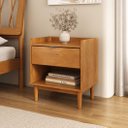Ver imagem 2 de Mesa de Cabeceira Moderna para Quarto com Gaveta Madeira Cor Mel Lice Idimex