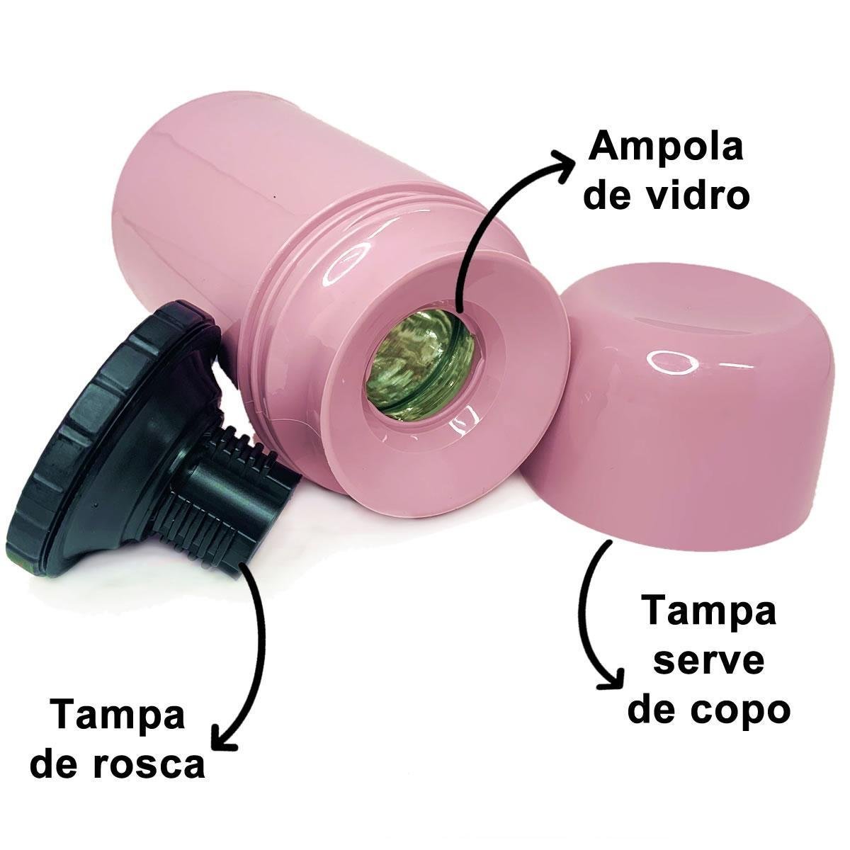 Kit Garrafa 250ml Pote Leite Açucar Alimentação Bebê Rosa - 4