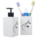 Ver imagem 4 de Kit Banheiro Lavabo Conjunto P/ Sabonete Líquido Porta Escova Dispenser Higiene Acessórios / Diva