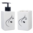 Ver imagem 1 de Kit Banheiro Lavabo Conjunto P/ Sabonete Líquido Porta Escova Dispenser Higiene Acessórios / Diva