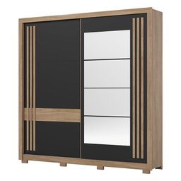 Guarda Roupa Casal Ambiente Aston Jequitibá Brilho Preto Hp Flex com Espelho - Henn - 4